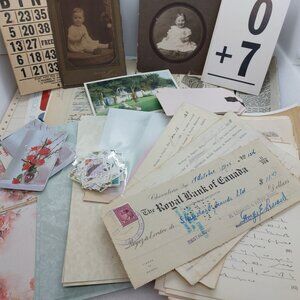 Vintage Ephemera Book Pages, Paper, Photo's, Cheque, Catalog Junk Journals Craft